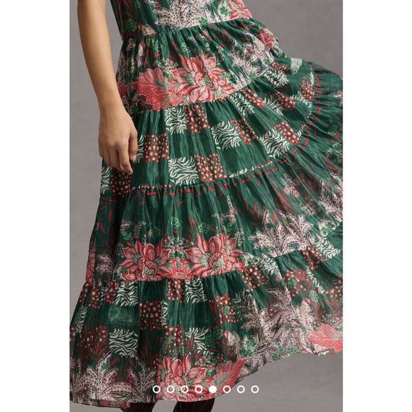 New ANTHROPOLOGIE Bhanuni by Jyoti Tiered Short-Sleeve Dress size Small - Picture 5 of 10